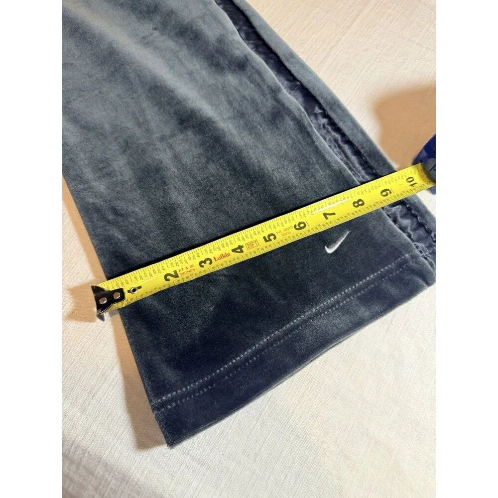Nike Pants Womens Medium Gray Velour Flare Sweatpants Zip Low Rise Y2K